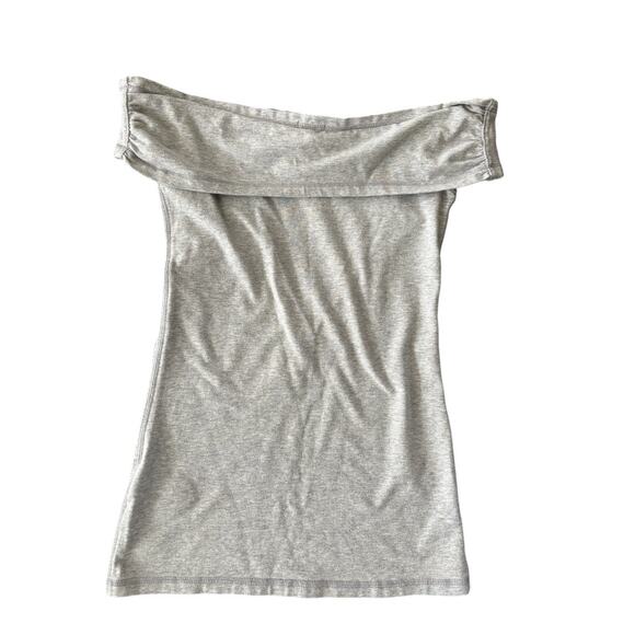 NWT Vintage 90s Y2K Abercrombie Off Shoulder Grey Coquette Youth Girls Size XL - Picture 2 of 6